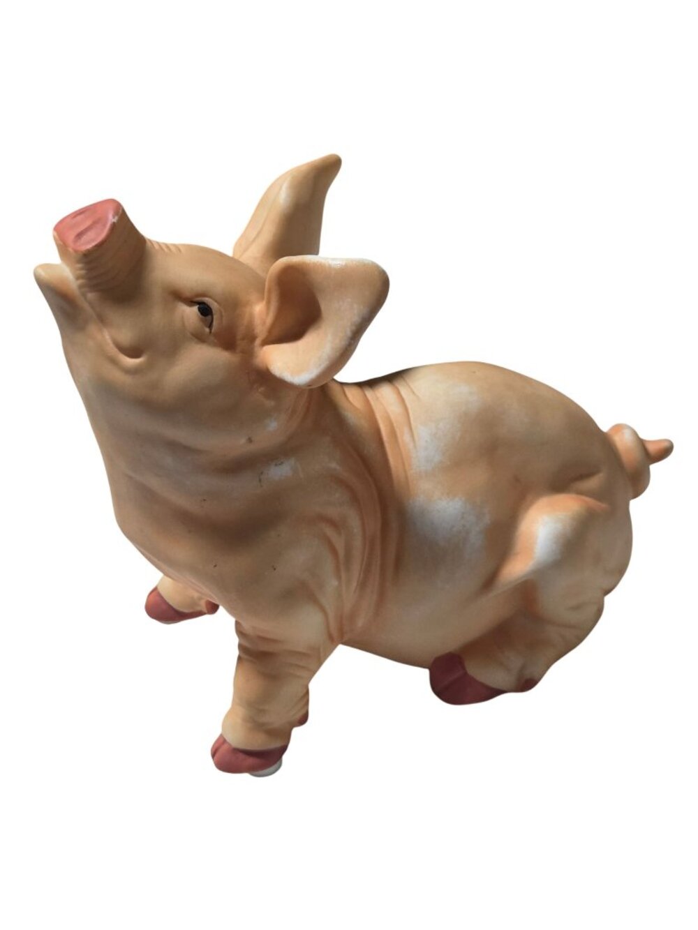 Ceramic Pig Figurine Snout Raised Whimsical Farmhouse Country Decor 4.5 inches